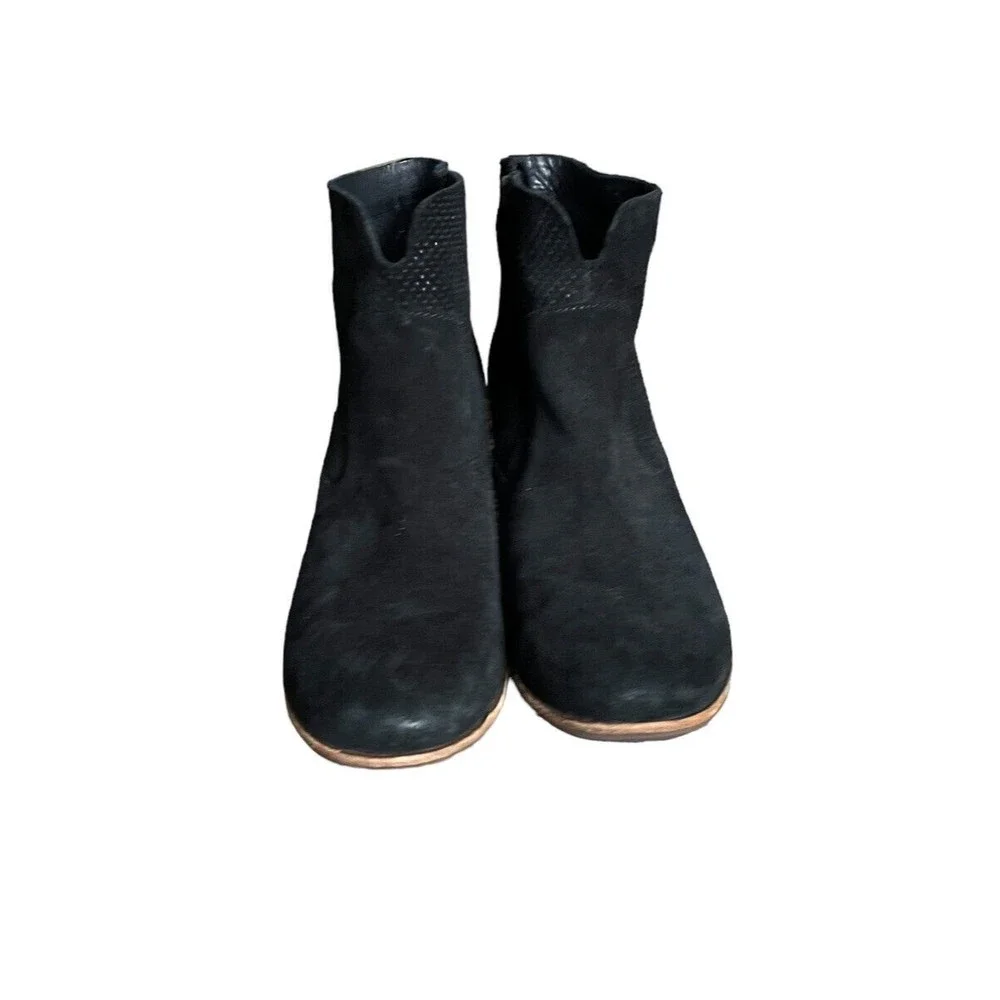 Kork-Ease Sherill Booties Ankle Boots Heels Suede Leather Zip Black Womens 9 - Picture 3 of 11